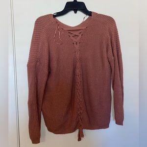 Lace up knit sweater